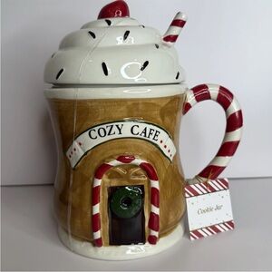 Cozy Cafe Milk Shake Cookie Jar Straw Christmas Sprinkles 9 Inches